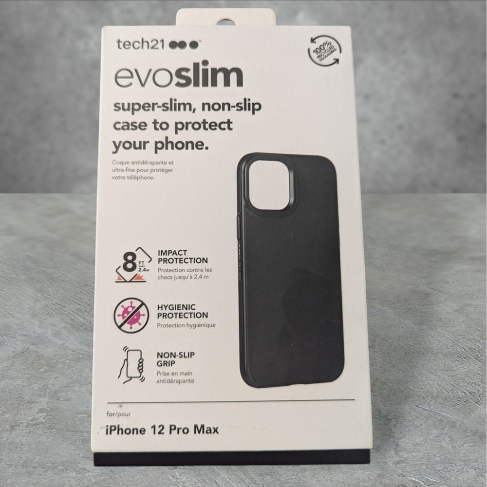 Y9. tech21 Evo Slim Case Apple iPhone 12 Pro Max‎ In Black See Full Description